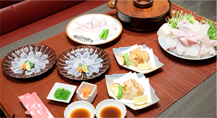 一年中ふぐを楽しめるコース料理